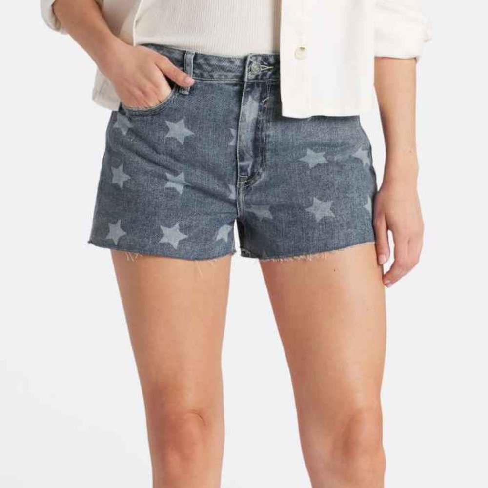 NWT Stitch Fix Vigoss Ace High Rise Star Shorts Cutoff Denim Jean Size 28 NEW